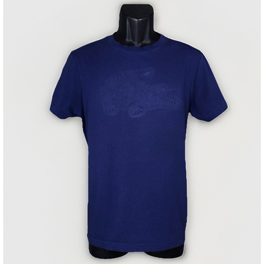 Lacoste Sport Mens M Medium Blue Embossed Tonal Crocodile Logo Crew Neck T-Shirt